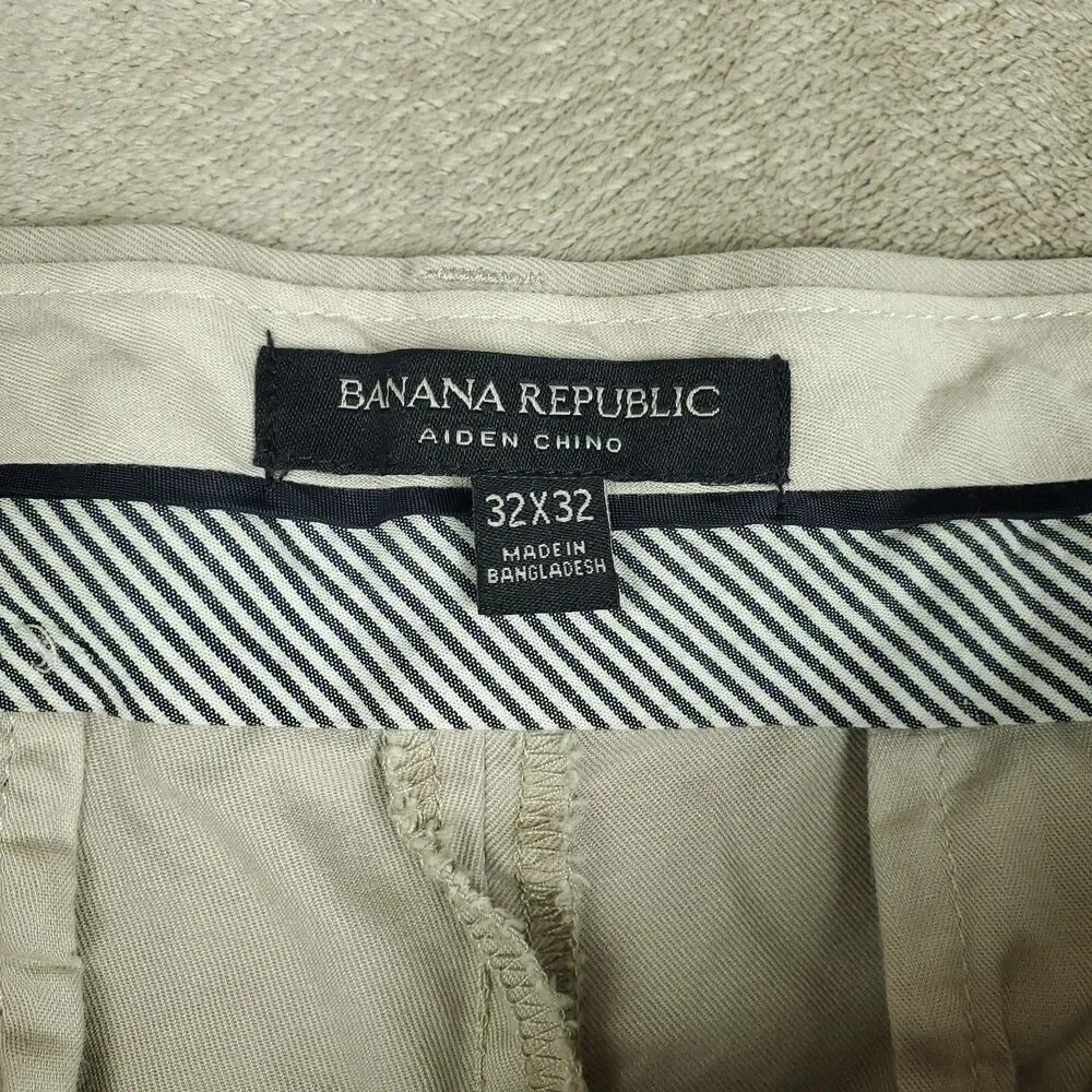 Banana Republic Aiden Chino Pants Mens 32x32 Beige Khaki Regular Fit Casual